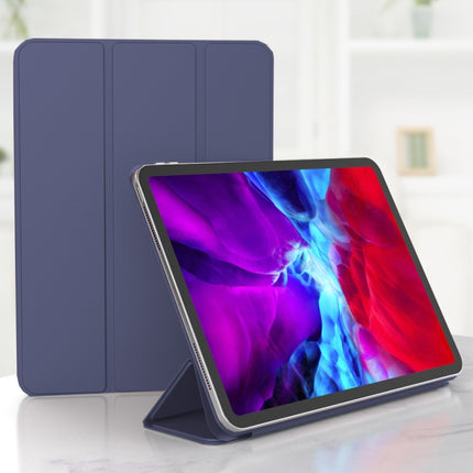 For iPad Pro 11 (2020) Horizontal Flip Ultra-thin Double-sided Clip Magnetic PU Leather Tablet Case with Three-folding Holder & Sleep / Wake-up Function(Navy Blue)-garmade.com