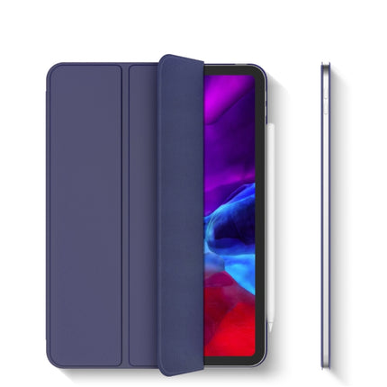 For iPad Pro 11 (2020) Horizontal Flip Ultra-thin Double-sided Clip Magnetic PU Leather Tablet Case with Three-folding Holder & Sleep / Wake-up Function(Navy Blue)-garmade.com