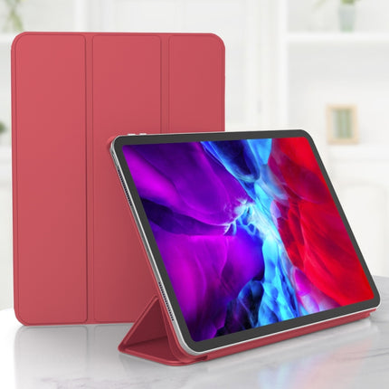 For iPad Pro 11 (2020) Horizontal Flip Ultra-thin Double-sided Clip Magnetic PU Leather Tablet Case with Three-folding Holder & Sleep / Wake-up Function(Red)-garmade.com
