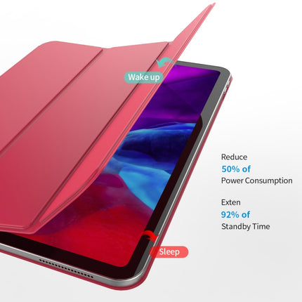For iPad Pro 11 (2020) Horizontal Flip Ultra-thin Double-sided Clip Magnetic PU Leather Tablet Case with Three-folding Holder & Sleep / Wake-up Function(Red)-garmade.com