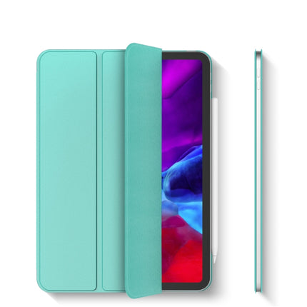 For iPad Pro 11 (2020) Horizontal Flip Ultra-thin Double-sided Clip Magnetic PU Leather Tablet Case with Three-folding Holder & Sleep / Wake-up Function(Mint Green)-garmade.com