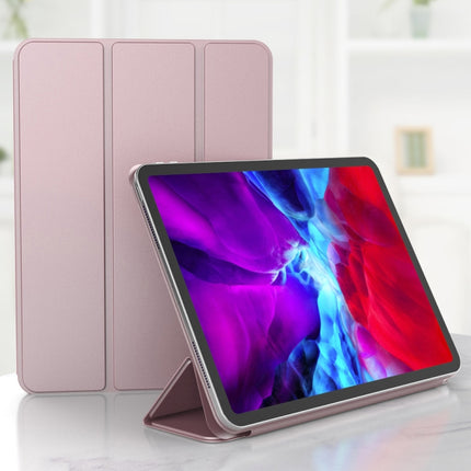 For iPad Pro 11 (2020) Horizontal Flip Ultra-thin Double-sided Clip Magnetic PU Leather Tablet Case with Three-folding Holder & Sleep / Wake-up Function(Rose Red)-garmade.com