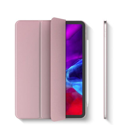 For iPad Pro 11 (2020) Horizontal Flip Ultra-thin Double-sided Clip Magnetic PU Leather Tablet Case with Three-folding Holder & Sleep / Wake-up Function(Rose Red)-garmade.com