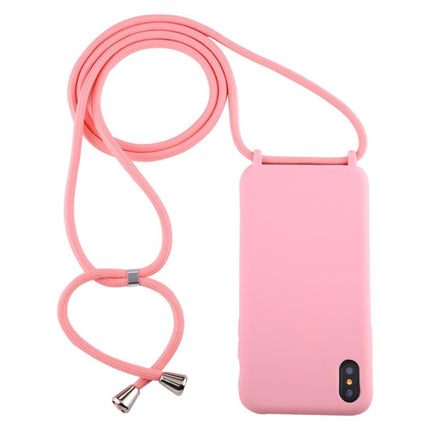 For iPhone XS / X Candy Color TPU Protective Case with Lanyard(Pink)-garmade.com