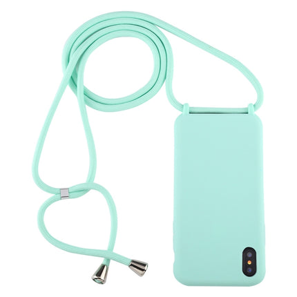 For iPhone XS / X Candy Color TPU Protective Case with Lanyard(Mint Green)-garmade.com
