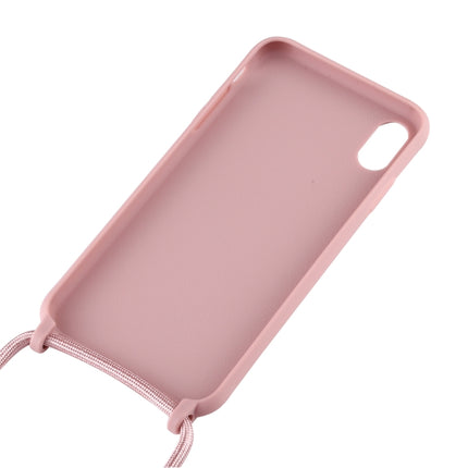 For iPhone XS Max Candy Color TPU Protective Case with Lanyard(Black)-garmade.com