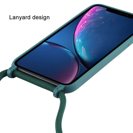 For iPhone XR Candy Color TPU Protective Case with Lanyard(Dark Green)-garmade.com