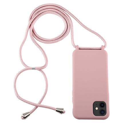 For iPhone 11 Candy Color TPU Protective Case with Lanyard(Dark Pink)-garmade.com