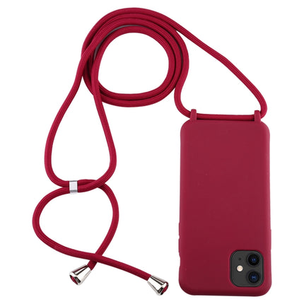 For iPhone 11 Candy Color TPU Protective Case with Lanyard(Red)-garmade.com