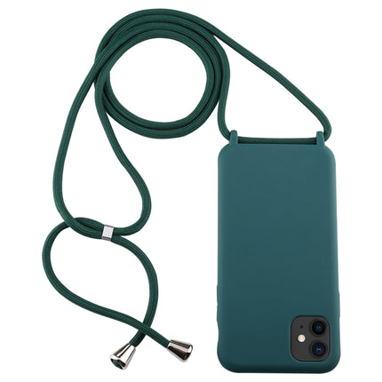 For iPhone 11 Candy Color TPU Protective Case with Lanyard(Dark Green)-garmade.com