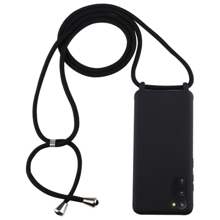 For Galaxy S20 Candy Color TPU Protective Case with Lanyard(Black)-garmade.com