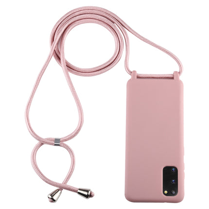 For Galaxy S20 Candy Color TPU Protective Case with Lanyard(Dark Pink)-garmade.com