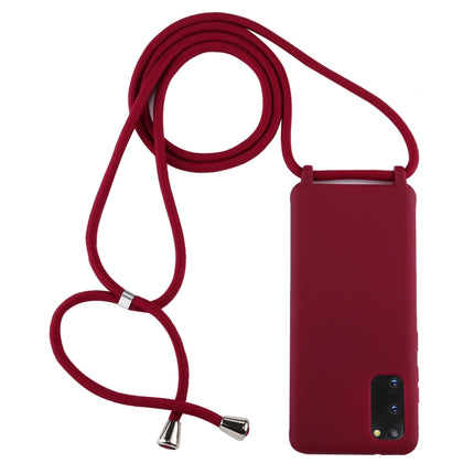 For Galaxy S20 Candy Color TPU Protective Case with Lanyard(Red)-garmade.com