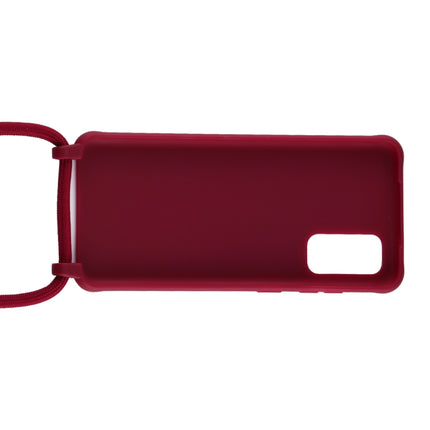 For Galaxy S20 Candy Color TPU Protective Case with Lanyard(Red)-garmade.com