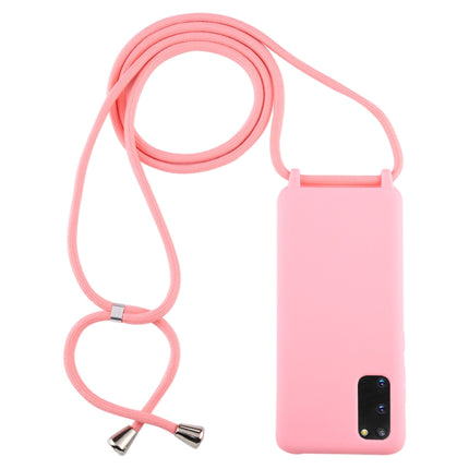For Galaxy S20 Candy Color TPU Protective Case with Lanyard(Pink)-garmade.com