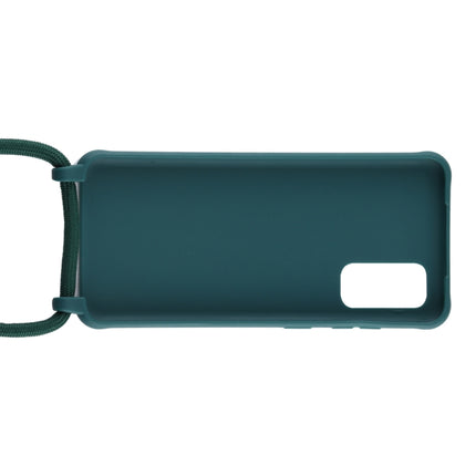 For Galaxy S20 Candy Color TPU Protective Case with Lanyard(Dark Green)-garmade.com