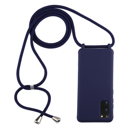 For Galaxy S20 Candy Color TPU Protective Case with Lanyard(Dark Blue)-garmade.com