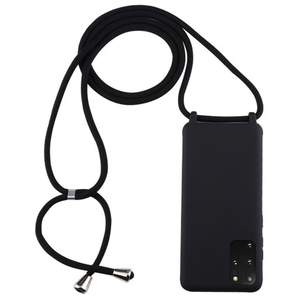 For Galaxy S20+ Candy Color TPU Protective Case with Lanyard(Black)-garmade.com