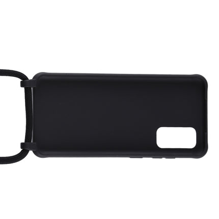 For Galaxy S20+ Candy Color TPU Protective Case with Lanyard(Black)-garmade.com