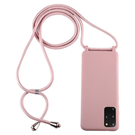 For Galaxy S20+ Candy Color TPU Protective Case with Lanyard(Dark Pink)-garmade.com