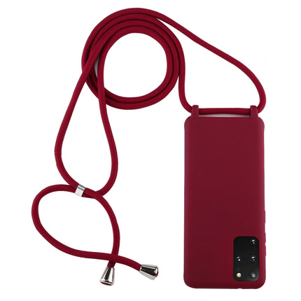 For Galaxy S20+ Candy Color TPU Protective Case with Lanyard(Red)-garmade.com