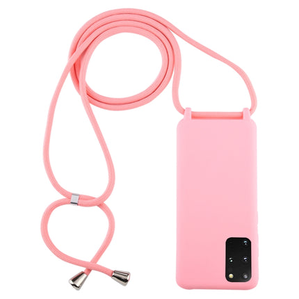 For Galaxy S20+ Candy Color TPU Protective Case with Lanyard(Pink)-garmade.com