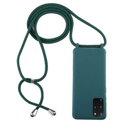 For Galaxy S20+ Candy Color TPU Protective Case with Lanyard(Dark Green)-garmade.com