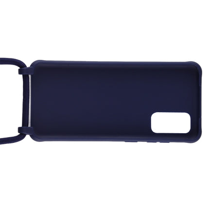 For Galaxy S20+ Candy Color TPU Protective Case with Lanyard(Dark Blue)-garmade.com