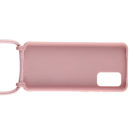 For Galaxy S20 Ultra Candy Color TPU Protective Case with Lanyard(Dark Pink)-garmade.com
