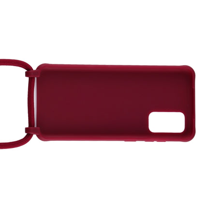For Galaxy S20 Ultra Candy Color TPU Protective Case with Lanyard(Red)-garmade.com