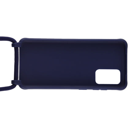 For Galaxy S20 Ultra Candy Color TPU Protective Case with Lanyard(Dark Blue)-garmade.com