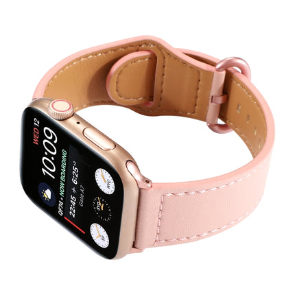 For Apple Watch Series 6 & SE & 5 & 4 40mm / 3 & 2 & 1 38mm Solid Color Genuine Leather Watchband(Pink)-garmade.com