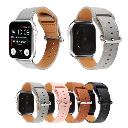 For Apple Watch Series 6 & SE & 5 & 4 40mm / 3 & 2 & 1 38mm Solid Color Genuine Leather Watchband(Pink)-garmade.com