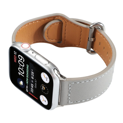 For Apple Watch Series 6 & SE & 5 & 4 40mm / 3 & 2 & 1 38mm Solid Color Genuine Leather Watchband(Grey)-garmade.com