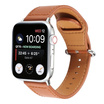 For Apple Watch Series 6 & SE & 5 & 4 40mm / 3 & 2 & 1 38mm Solid Color Genuine Leather Watchband(Brown)-garmade.com