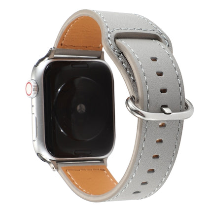 For Apple Watch Series 6 & SE & 5 & 4 44mm / 3 & 2 & 1 42mm Solid Color Genuine Leather Watchband(Grey)-garmade.com