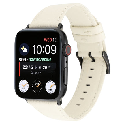 For Apple Watch Series 6 & SE & 5 & 4 40mm / 3 & 2 & 1 38mm Cowhide Texture Leather Watchband(White)-garmade.com
