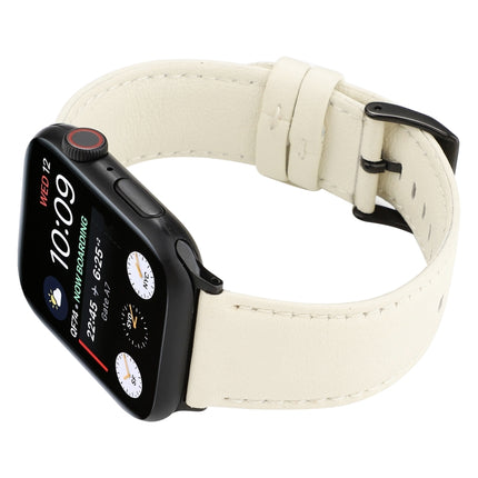 For Apple Watch Series 6 & SE & 5 & 4 40mm / 3 & 2 & 1 38mm Cowhide Texture Leather Watchband(White)-garmade.com