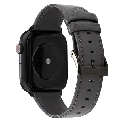 For Apple Watch Series 6 & SE & 5 & 4 40mm / 3 & 2 & 1 38mm Cowhide Texture Leather Watchband(Grey)-garmade.com