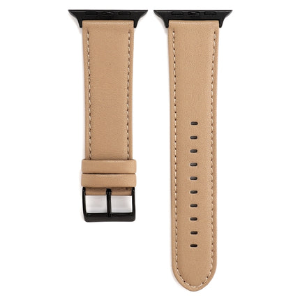 For Apple Watch Series 6 & SE & 5 & 4 40mm / 3 & 2 & 1 38mm Cowhide Texture Leather Watchband(Khaki)-garmade.com