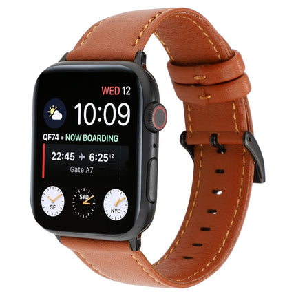 For Apple Watch Series 6 & SE & 5 & 4 40mm / 3 & 2 & 1 38mm Cowhide Texture Leather Watchband(Brown)-garmade.com