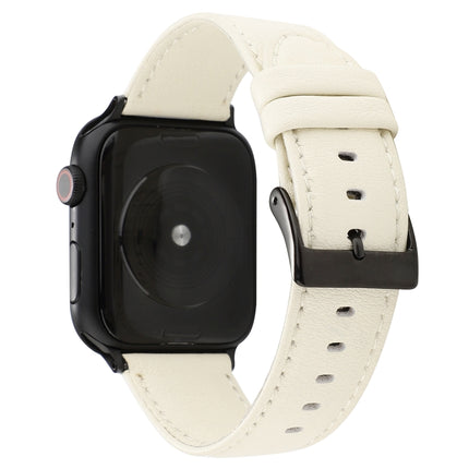 For Apple Watch Series 6 & SE & 5 & 4 44mm / 3 & 2 & 1 42mm Cowhide Texture Leather Watchband(White)-garmade.com