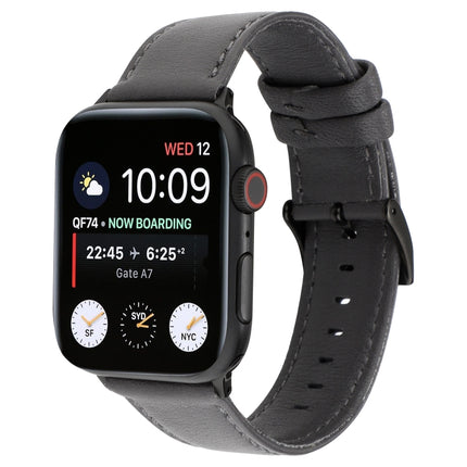 For Apple Watch Series 6 & SE & 5 & 4 44mm / 3 & 2 & 1 42mm Cowhide Texture Leather Watchband(Grey)-garmade.com