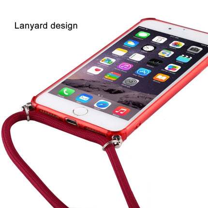 For iPhone 6s / 6 Transparent TPU Protective Case with Lanyard & Card Slot(Black)-garmade.com