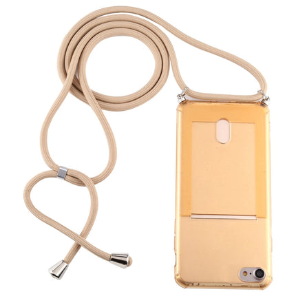 For iPhone 6s / 6 Transparent TPU Protective Case with Lanyard & Card Slot(Gold)-garmade.com