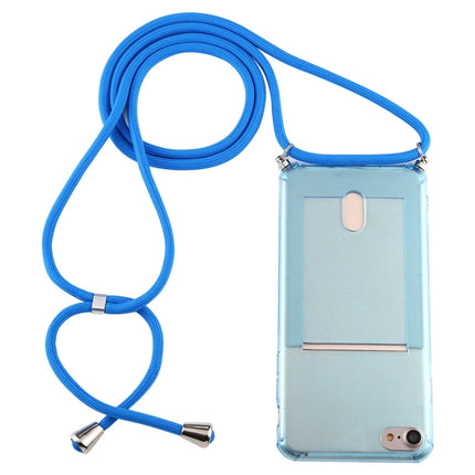 For iPhone 6s / 6 Transparent TPU Protective Case with Lanyard & Card Slot(Blue)-garmade.com