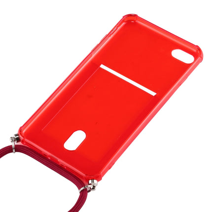 For iPhone 6s / 6 Transparent TPU Protective Case with Lanyard & Card Slot(Red)-garmade.com