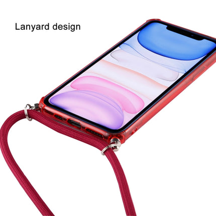 For iPhone 11 Transparent TPU Protective Case with Lanyard & Card Slot(Black)-garmade.com