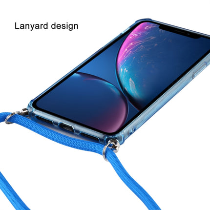 For iPhone XR Transparent TPU Protective Case with Lanyard & Card Slot(Black)-garmade.com