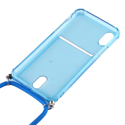 For iPhone XR Transparent TPU Protective Case with Lanyard & Card Slot(Black)-garmade.com